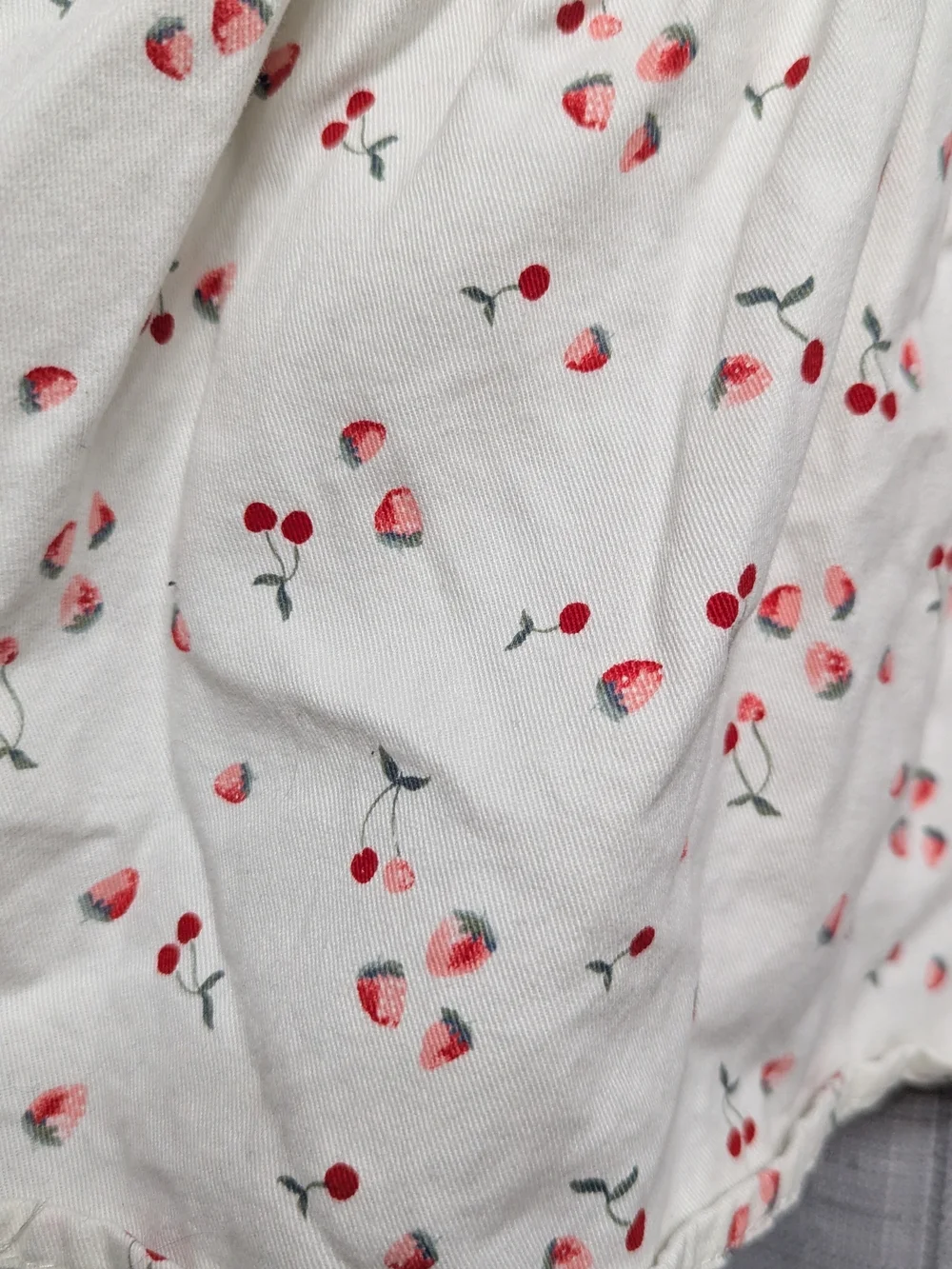 OshKosh B'gosh White Overall Dress with Red Cherry Print